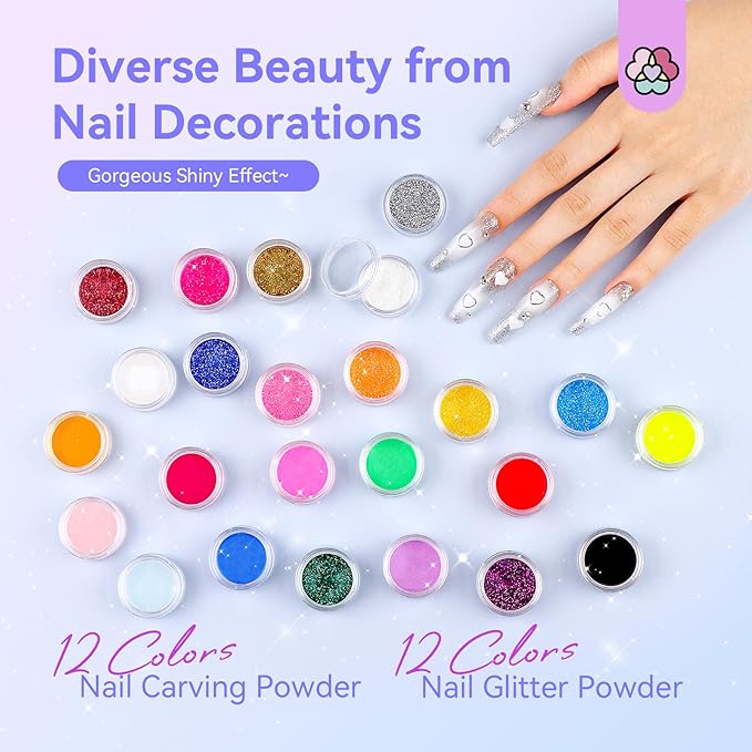 SAVILAND Professional Acrylic Nail Kit with Drill: 6 Colors Acrylic Powder & Liquid Beginner's Starter Set with Essential Oil Nail Primer Dehydrator Nail Tools DIY Home Manicure Christmas Gift