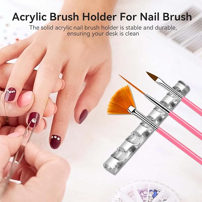27 PCS Nail Art Brushes Set with Brush Stand Nail Sculpture Pen Dotting Tools For Paint 3D Nails,Nail Design Brush for Acrylic Gel Dip Powder Nail Extensions,French Manicure,for Home Salon
