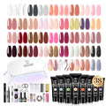 ROSALIND Poly Nail Gel Kit -38 Classic Colors +72 Nail Art Accessories kit Clear Nude Christmas Poly Nails Gel Kit Starter Kit with Mini UV Lamp Slip Solution Basic Tools for Beginners with Everything