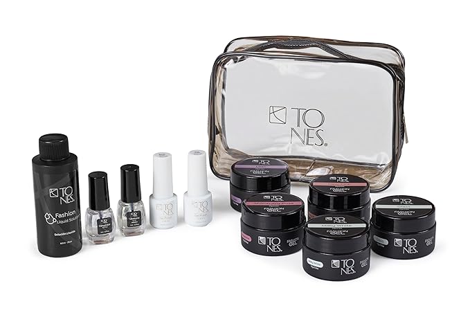 TONES Professional Fashion Poly Gel Nail Sampler Kit Complete Salon Nail Art Set for Sculpting, Extensions & Nail Design Acrylic Nail Kit with Liquid, Powders & Gel Polish