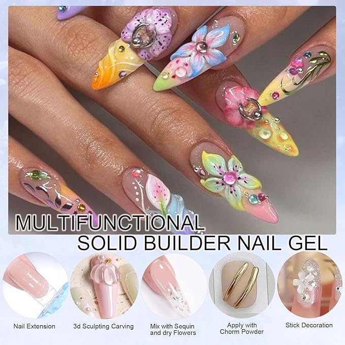 NAILGIL Solid Sculpture Builder Gel,100g Non-Stick Hand Nail Extension Gel for 3D Sculpting Carving Decoration Soak Off UV LED Nail Art Salon, Clear