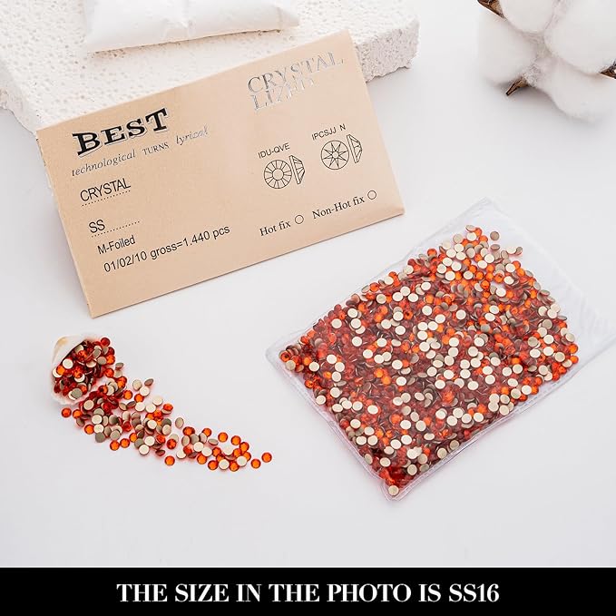 Novani Hyacinth/Orange Rhinestones 1440pcs Flat Back Round Rhinestone Style 2088 Sparkly Crystal Gemstones for Nail Art and Crafting SS16,3.8-4.0mm