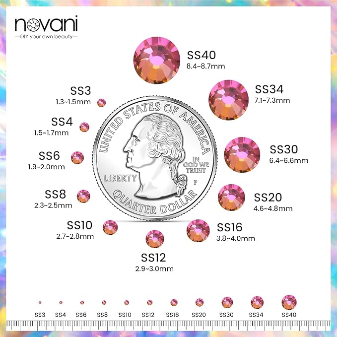 Novani Rhinestones 1440pcs SS20 Glass Rhinestones Crystal Flatback Gemstones for Crafts Nails Makeup Bags and Shoes Decoration（SS20, Rainbow）