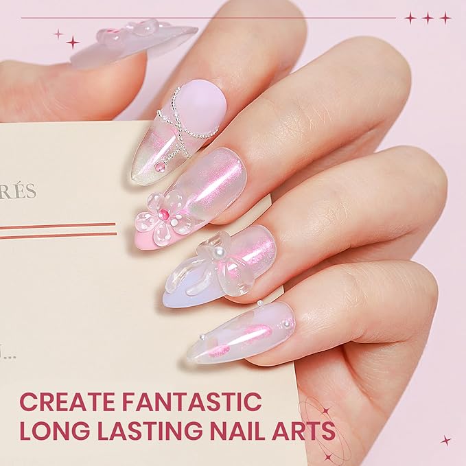 Pink Aurora and Clear Nail Extension Gel Solid Builder Gel for Nails 3D Sculpture Molding Carving Home DIY Gift for Women Girls
