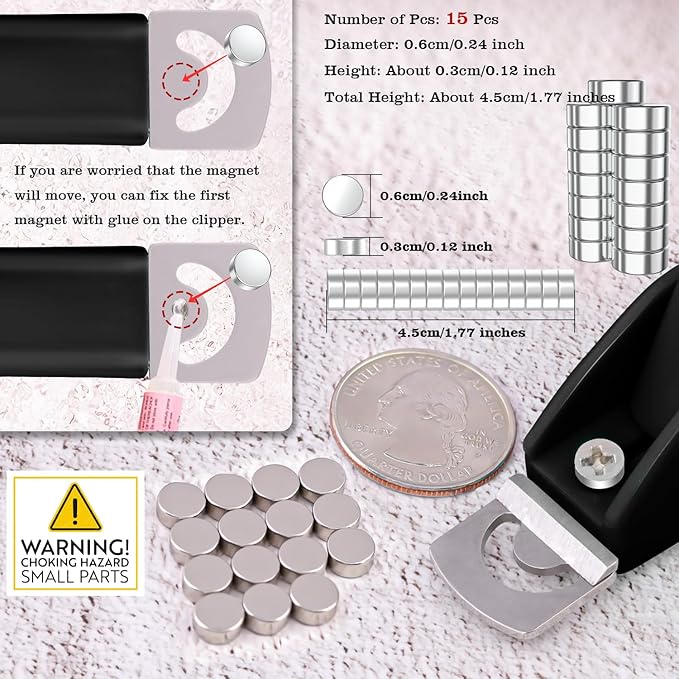 Black Adjustable Nail Clippers with Magnet Sizers for Acrylic Nails, Professional Stainless Steel Fake False Nail Tip Sharp Clipper Cutter Trimmer, Manicure Tool for Salon Home Nail Art