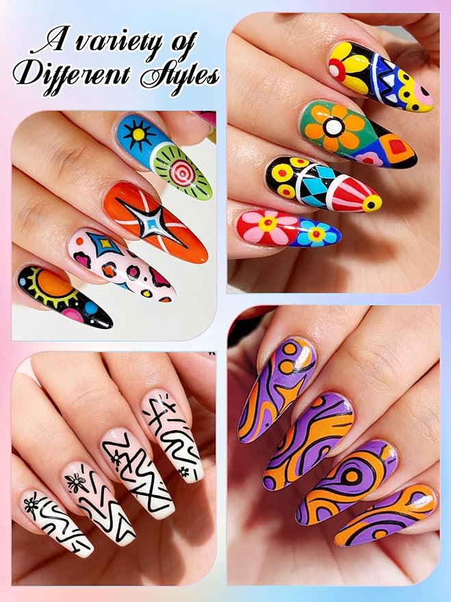 EBANKU 48 Colors Nail Art Pens Set, 3D Christmas Nail Art Makers Pens Quick-Drying Nail Art Polish Acrylic Paint Nail Point Graffiti Dotting Liner Pen No Squeeze Needed