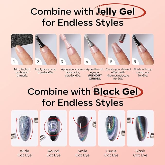 modelones Red Cat Eye Gel Nail Polish Glod Magnetic Glitter Holographic Red Ruby Valentine Gel Polish Reflective Jelly Translucent UV Gel Manicure 15 ML