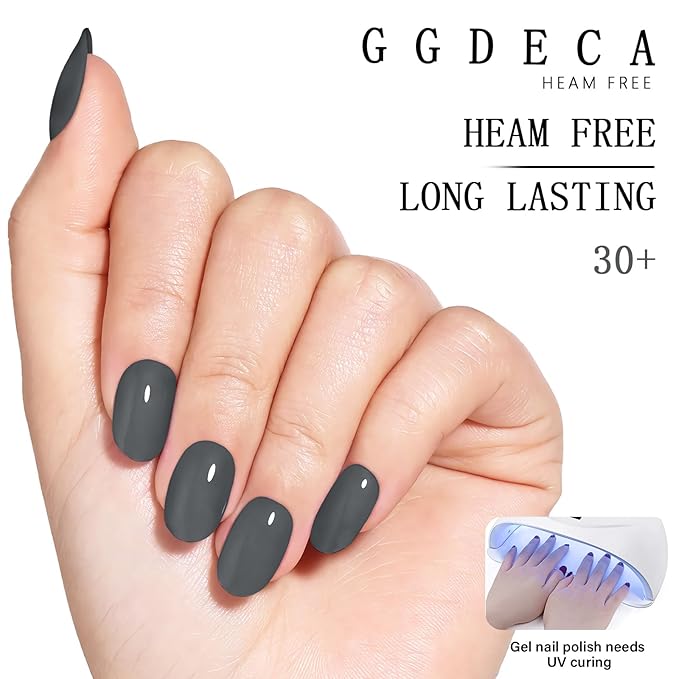 15ml Grey Gel Nail Polish, Dark Grey Gel Polish, Same Color Same Bottle, High Gloss U V Soak Off Nail, DIY Sparkle Manicure Salon