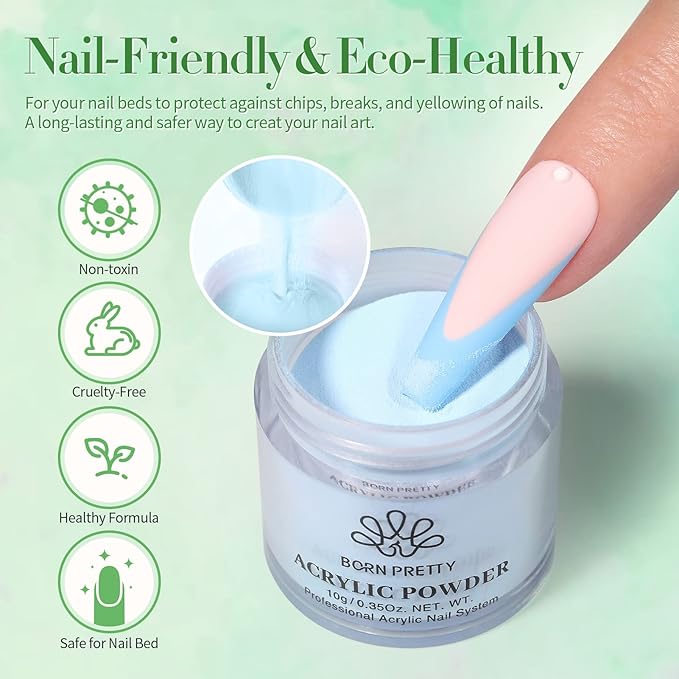BORN PRETTY Acrylic Powder Set 36 Colors Acrylic Nail Powder Nude Pink Burgundy Red Green Blue White All Seasons Professional Polymer 3D Nail Art Kit for French Extension Carving Valentines Day Gift