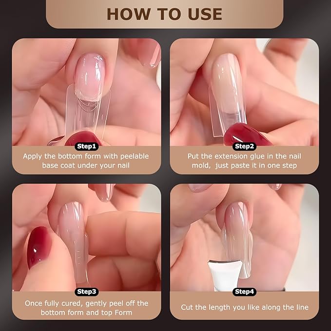 Sandwich Nails Dual Forms,280Pcs Reusable Nail Extension Forms with Silicone Polygel Stick,Easy Demolding & Intuitive Operation for DIY & Professional Use