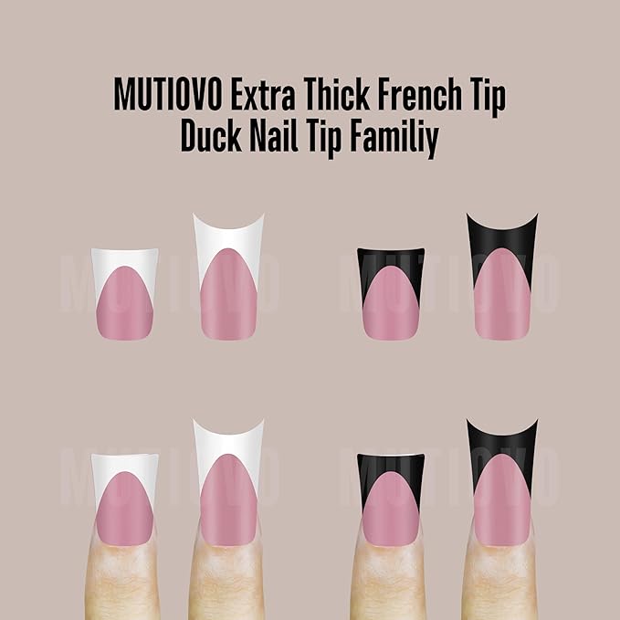 Black French Tip Short Duck Nail Tips Press on, BERRY PINK Extra Thick Pre-designed Soft Gel Nail Extension, Need Builder gel & Top, Coat Full Cover False Nails for DIY x 12 Sizes 240 pcs
