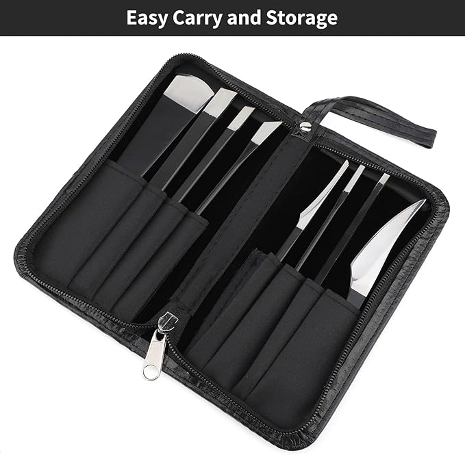 Pedicure Knife Kit, 8pcs Black Foot Dead Callus Remover Stainless Set, Professional Ingrown Toenail Steel Tools, Feet Skin Care Nail File Tool Manicure Clippers Cuticle Scraper Toe Shaver