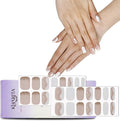 Semi Cured Gel Nail Strips – Real Gel Nail Polish Wraps for Brittle Nails | Waterproof Long Lasting Easy Peel-Off Removal | Hema-Free | White Pattern Salon Sticker Kit with File & Stick