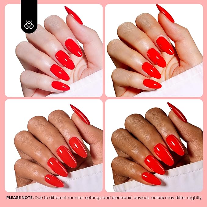 Beetles Red Gel Nail Polish, 1 Pcs 8ml Hema-Free Gel Red Color Crimson Harmony Soak Off U V LED Polish Nail Art Design Manicure Salon DIY Salon