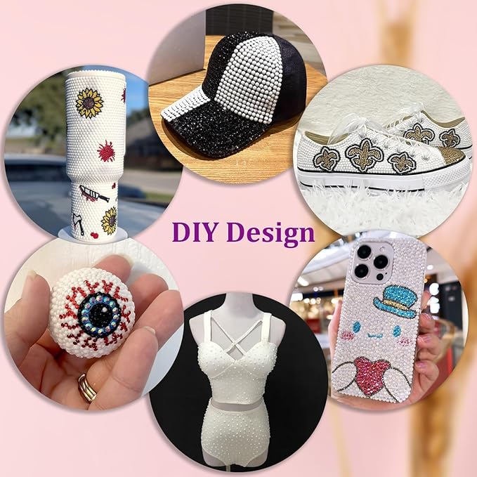 Resin Rhinestones for Crafting with 3Pcs 10ml B7000 Jewelry Glue, 1 Box White Flatback Gems Crystals Diamond for Bedazzling Crafts DIY Nail Art Makeup, Gems for Clothing Tumblers Shoes