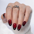 Red Spider Web Cat Eye Press On Nails Short Almond, Glossy Reusable Press On Nails for Women, 32 Count 16 Sizes Nail Kit with Glue (SV-10)