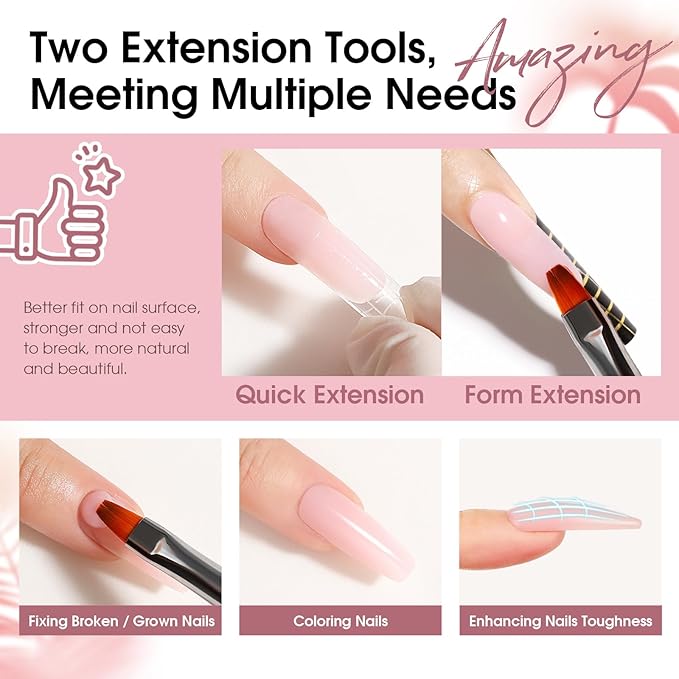 ROSALIND Christmas Poly Nail Gel Set, 8 Colors Mini Clear Neutral Poly Extension Gel Set, Nude Pink Builder Extension Kit for Nail Art Design Easy DIY Gift for Women