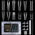 Dual Nail Forms Kit 288Pcs Polygel Nail Tips 12 Styles Poly Gel Nail Forms Reusable Stiletto Coffin French Acrylic Nail Extension Molds with Accessories - for Beginners