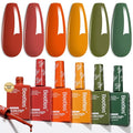 Beetles Hema-Free Gel Polish Set – 6PCS 15ML Golden Hour Hema Free Gel Nail Polish Set, Burgundy Orange Dark Red Green Color Matching Bottles Soak Off UV LED DIY Home Salon Gift for Women