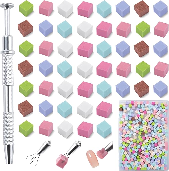 IHKFILAN 300Pcs Soft Nail Sponges for Ombre,Nail Art Sponges with Grabbing Pen,Gradient Manicure DIY Tools,Blooming Nails,Nail Tech Must Have Nail Accessories Supplies for Home&Salon Use(Mixed Color)