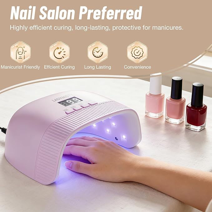 UV Nail Lamp - Fast Drying, UV Light for Gel Nails with 30 Dual Lamp Beads, 4 Timer, LCD Display, Energy Efficient LED Nail Light for Home & Salon Purple