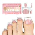 NOVO OVO Halloween Short Toe Nail Tips White French Tip with Moon Curve, BABY PINK Thick Sharp Square Toenail Extension, Soft Gel False Nail Kit, Need Glue Builder Gel Top Coat x15 Sizes 240 pcs