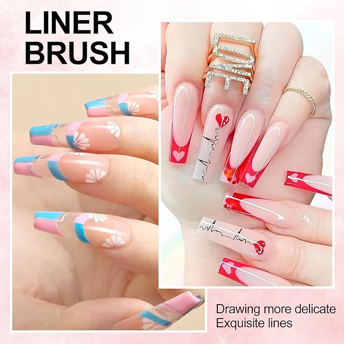 Nail Art Brushes Set,10pcs Nail Brushes for Nail Art with Nail Liner Brush and Nail Dotting Pens Professional Double-Ended Nail Art Brush Kit For Nail Drawing Nail Design Brush Gel Nail Brush
