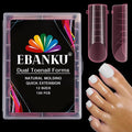 EBANKU Poly Gel Nail Forms for Toes, Pink Long Square Dual Forms for Pedi Nail Extension Poly Gel Toenails Reusable Toe Nail Tips Mold, 120Pcs 12 Sizes
