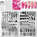 PH PandaHall 2pcs French Line Print Nail Art Template 120 Patterns Swirl Line Pattern Nail Stamp Plate Stainless Steel Image Plate Texture Nails Stencil Set for Women 5.7x3.7 inch