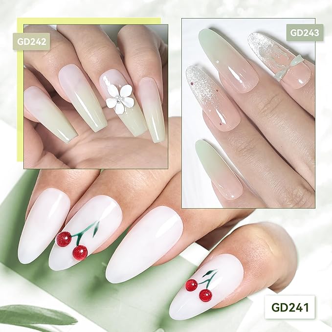 JODSONE Jelly Gel Nail Polish Set of 6 Colors,Semi-Transparent Green Gel for DIY Nail Art, UV/LED Cured, Long-Lasting & High-Shine Manicure at Home or Salon, Gift for Women
