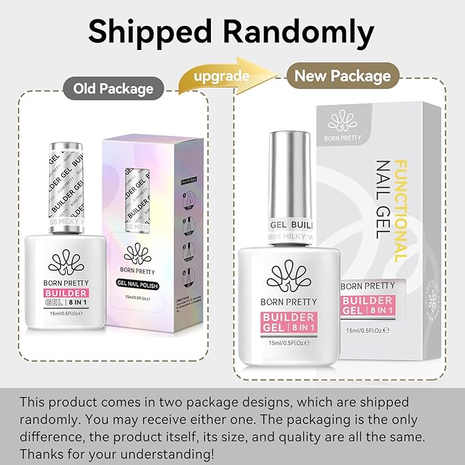 BORN PRETTY Builder Gel for Nails, 8-in-1 Milky White Clear Builder Nail Gel for Nail Apex and Gel Extension Strengthener, Nail GLue Gel Hard Gel Base Rhinestone Nail Glue Gel in a Bottle 15ml