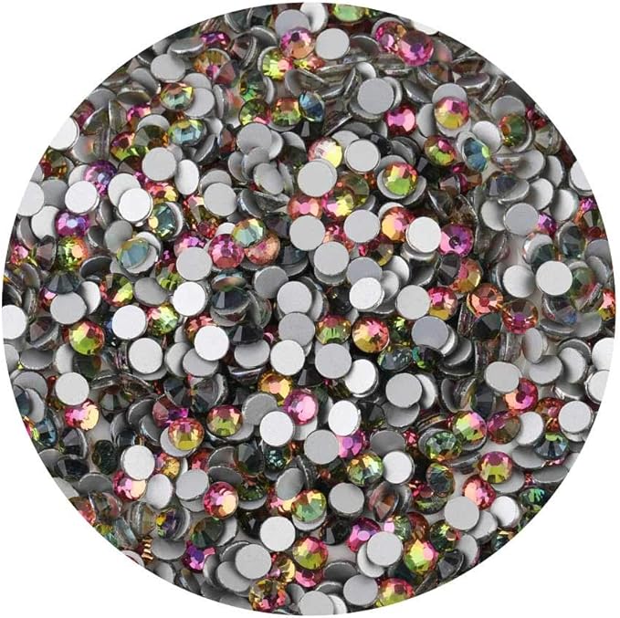 Beadsland 2880pcs Flat Back Crystal Rhinestones Round Gems for Nail Art and Craft Glue Fix, Rainbow, SS16,3.8-4.0mm