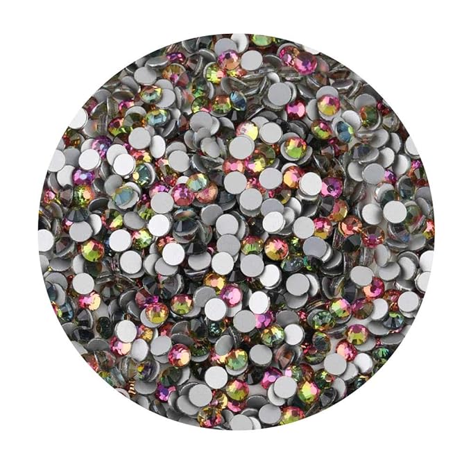Beadsland Flat Back Crystal Rhinestones Round Gems for Nail Art and Craft Glue Fix, Rainbow, 1.9-2.1mm, SS6/1440pcs