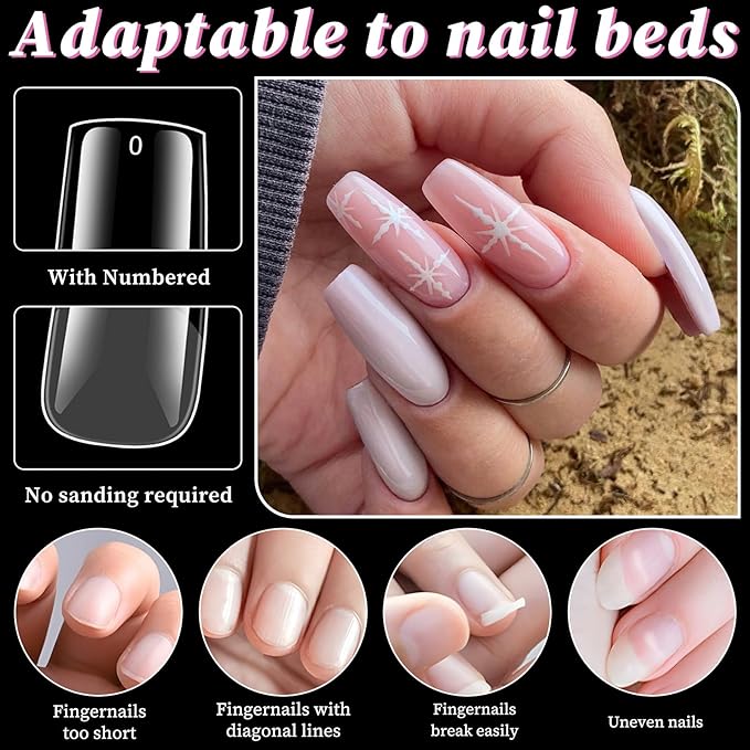 300pc Medium Square Nail Tips Medium Fake Nails Tips Square Acrylic Nails Tips Clear Press on Nails Soft Gel Nail Tips Full Cover False Nail Artificial Fingernail for Gel Nail Extensions