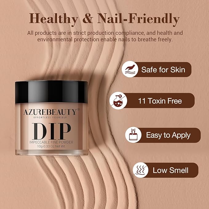 AZUREBEAUTY Dip Powder Nail Kit Classic Brown Nude Collection Glitter Fall 20 Colors Neutral Chocolate Skin Tone Dip Liquid Set with Base/Top Coat Activator French Art Manicure Salon Home