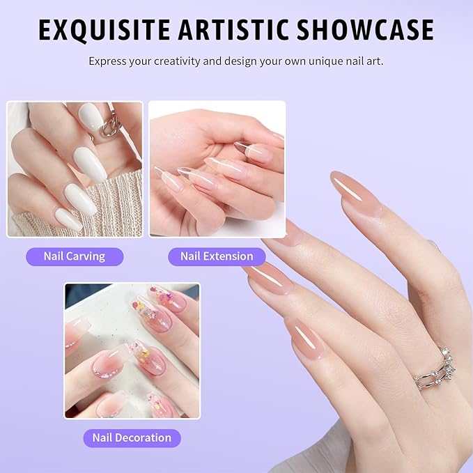 Acrylic Nail Kit 75ml Acrylic Liquid Monomer with 4 Colors Acrylic Powder and 5 Nail Brushes, Nail Extension Builder Set for Carving, French Tips, DIY Salon Manicure for Beginners