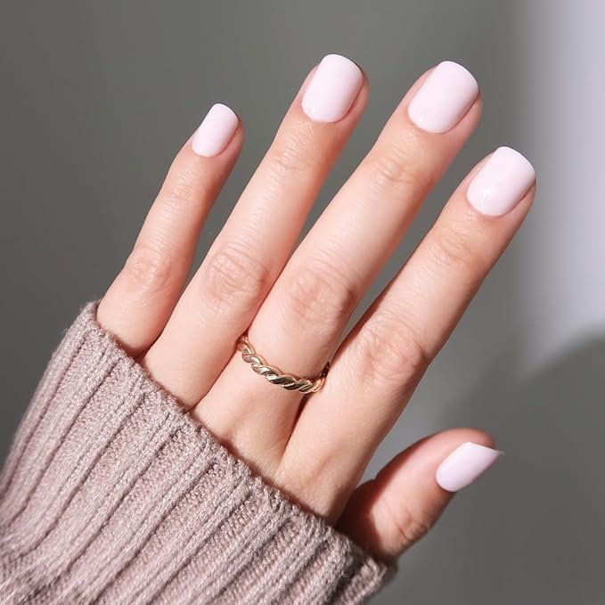Glamnetic Press On Nails - Sweetie Set | Super Short Pink Fake Nails, Extra Short Salon Quality Milky Nails | 12 Sizes - 30 Nail Kit with Glue