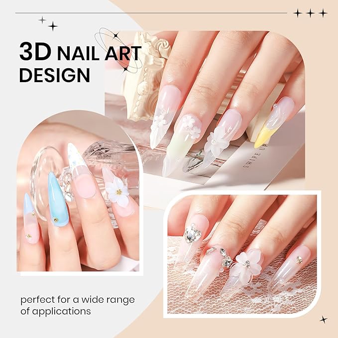 White 3d Sculpting Gel for Nails, 3d Gel Nail Art Non Stick Hand Extension Nail Gels Sculpture Molding Gels with 3D Silicone Nail Art Home DIY Manicure for Women Girls