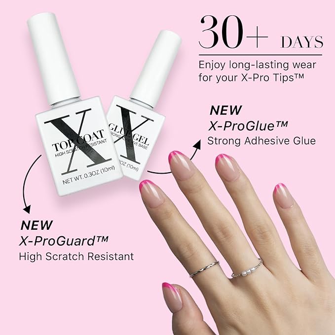 SXC Cosmetics X-Pro Tips French Tip Press On Nails - Bright Pastel Glow in the Dark Series (GLOW118KIT-XS Almond)