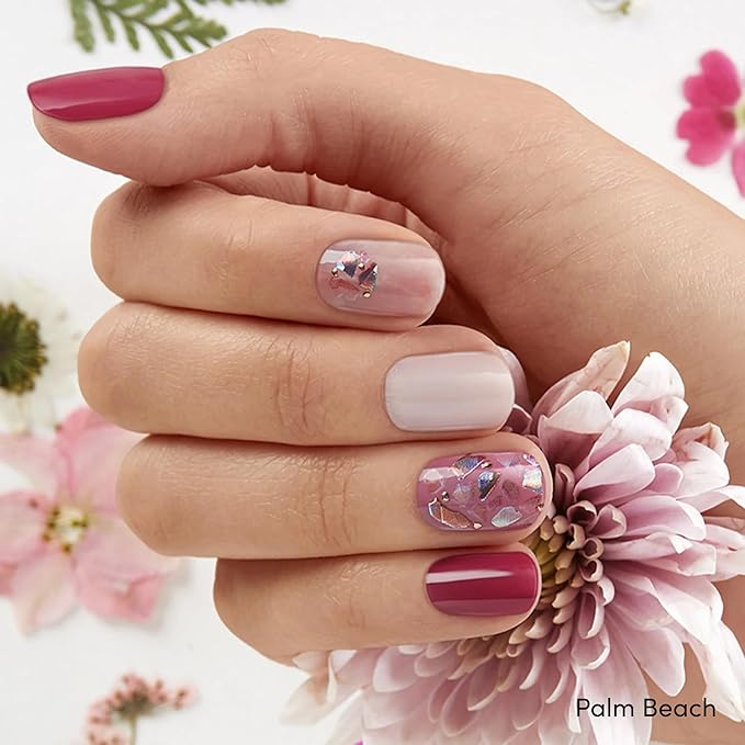 Dashing Diva Gloss Nail Strips Bundle - The Bright Pinks Collection - Coral Reef & Palm Beach - UV Free, Chip Resistant, Long Lasting Gel Stickers - Contains 2 Sets
