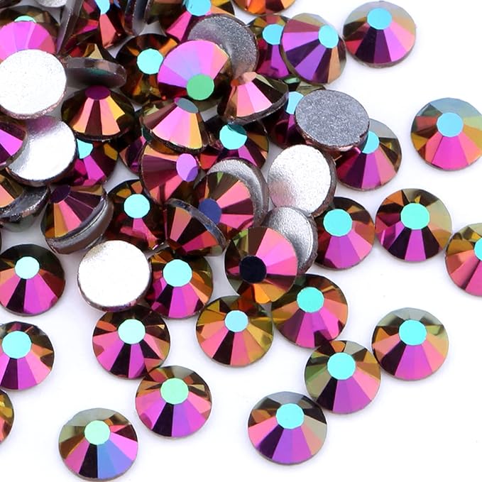 Dowarm 720 Pieces SS20 Flatback Crystals, 4.8MM Flatback Crystal Rhinestones for Craft Nails Dance Costumes, Non Hotfix Metallic Rainbow AB