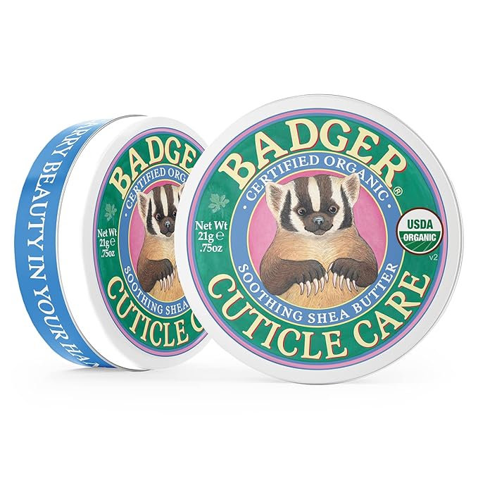 Badger Cuticle Cream, Deep Hydration for Dry, Cracked Cuticles & Hangnails, 100% Organic Cuticle Balm with Rich Shea Butter for Strong, Healthy Nails, Non-Greasy Cuticle Oil, .75oz Tin, 3-Pack