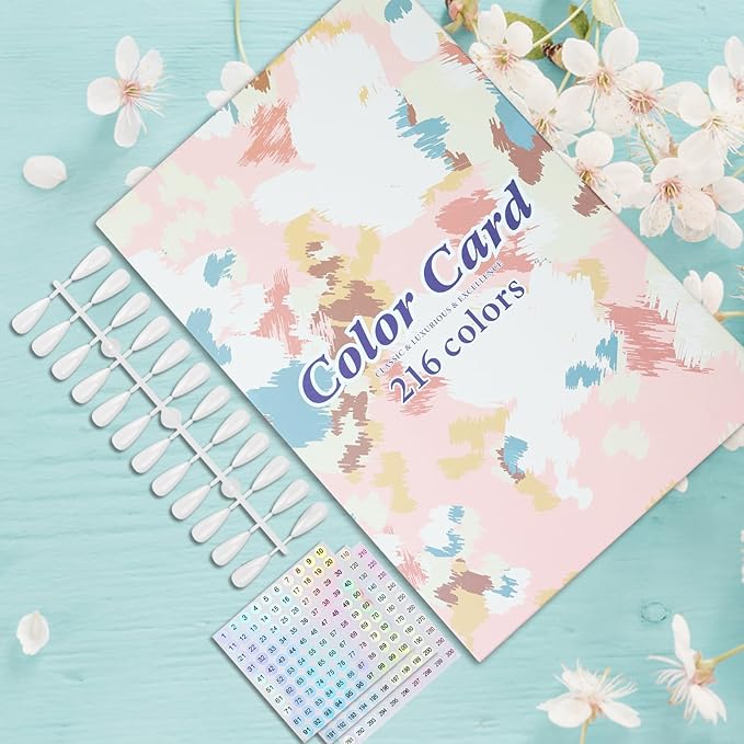216 Nail Colors Book,Nail Color Display Book with 240 Nail Tips & 1-300 Number Labels,Professional Nail Color Swatches Book for Nail Polish Nails Art Design(Pink)