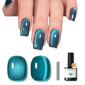 modelones Cat Eye Gel Nail Polish Silk Blue Cat Eye Gel Polish Holographic 9D Glass Glitter Multichrome Polish Peacock Blue Nail Polish with Magnet Soak Off Led 15ML