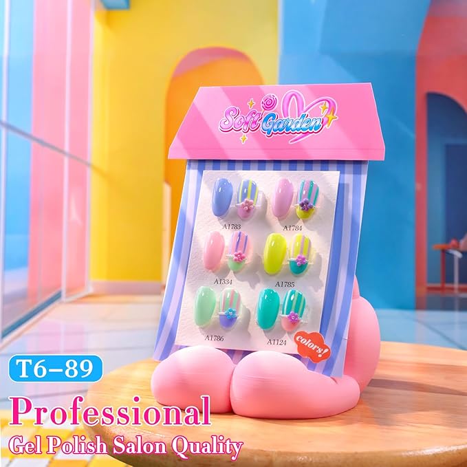 Double Rhythm 6 Pcs 15 ML Gel Polish Set Same Color Same Bottle Soak Off Gel Polish Kit Nail Art Manicure Salon DIY at Home for Women (Pastel Mint Green Yellow Pink Blue Teal-T6-89)