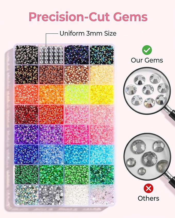 40 Colors Kit with Rhinestone for DIY Crafting 32000PCS Colorful Gemstones Bedazzling Kits Customization Project