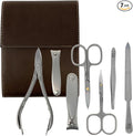 SHPITSER Professional 7pc TopInox Surgical Stainless Steel Tools Manicure Pedicure Set in Genuine Durable Leather Case Handmade in Solingen Germany for Nail and Cuticle Care