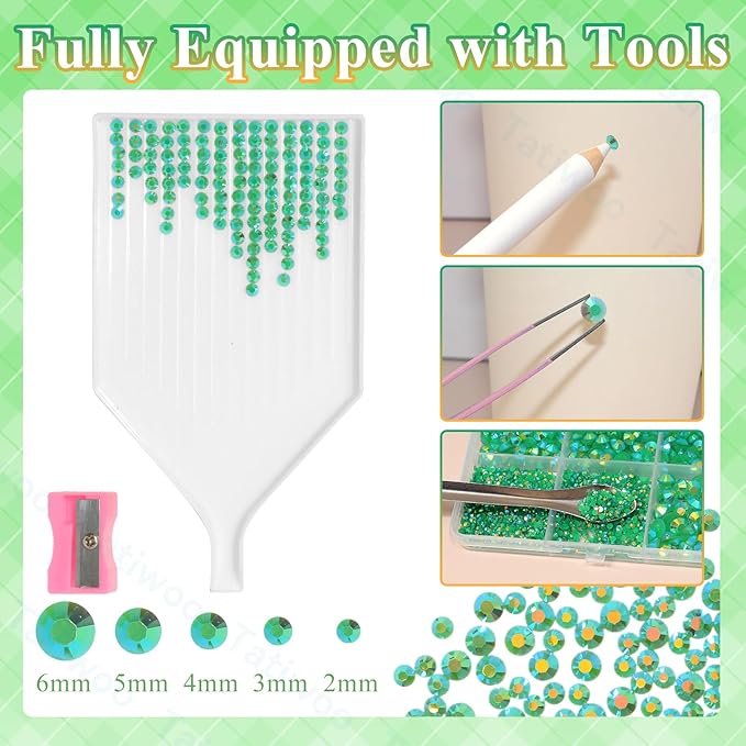 20000Pcs Dark Green Flatback Jelly Resin Rhinestones for Bedazzling, Mix Sizes Crystal Rhinestones Gems, Dark Green Flatback Rhinestone Gems Bedazzling for Crafts DIY Face Makeup Tumblers
