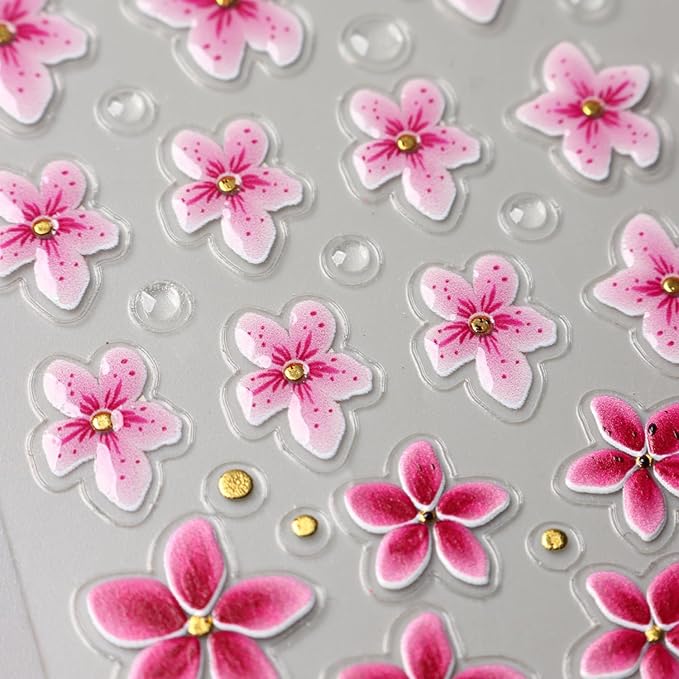 Stickers para Uñas Nail Stickers Self-Adhesive Sticker Gold Pink 3D Wild Flower Calcomanías para Uñas Gold Floral Art Design Accessories Hight Quality 4 Sheets