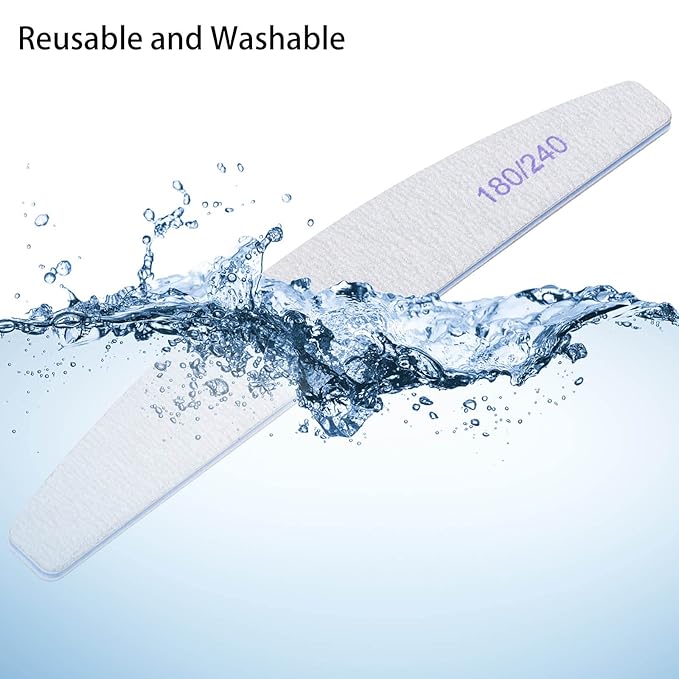 100 Pieces 180/240 Grit Nail Files for Natural Nails, Nail Buffers Double Sided Emery Boards